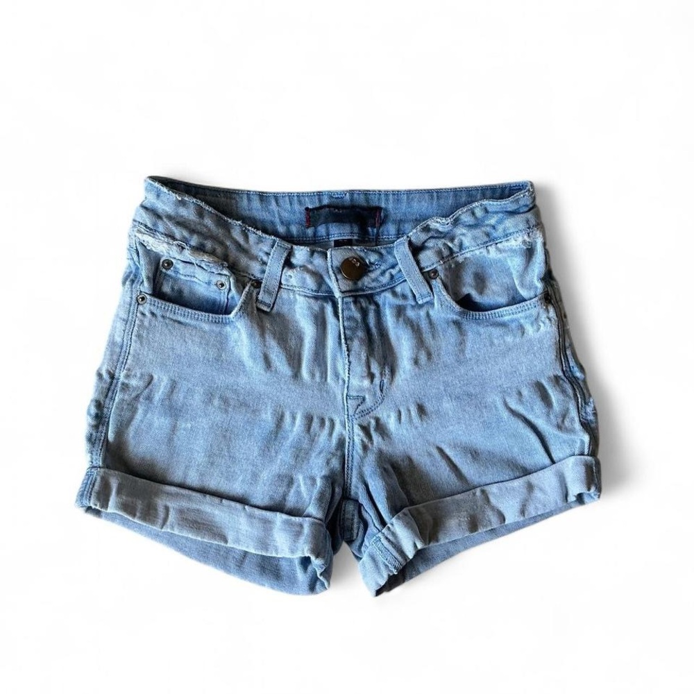 Classic Light Blue Denim Women's Roll-Cuff Shorts